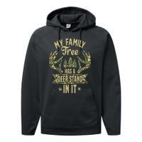 My Family Tree Has A Deer Stand In It Camo Hunting Vintage Performance Fleece Hoodie