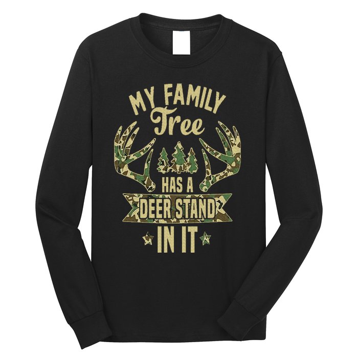 My Family Tree Has A Deer Stand In It Camo Hunting Vintage Long Sleeve Shirt