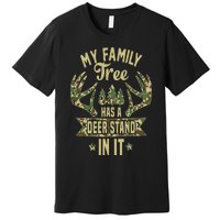 My Family Tree Has A Deer Stand In It Camo Hunting Vintage Premium T-Shirt