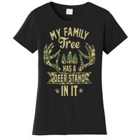 My Family Tree Has A Deer Stand In It Camo Hunting Vintage Women's T-Shirt