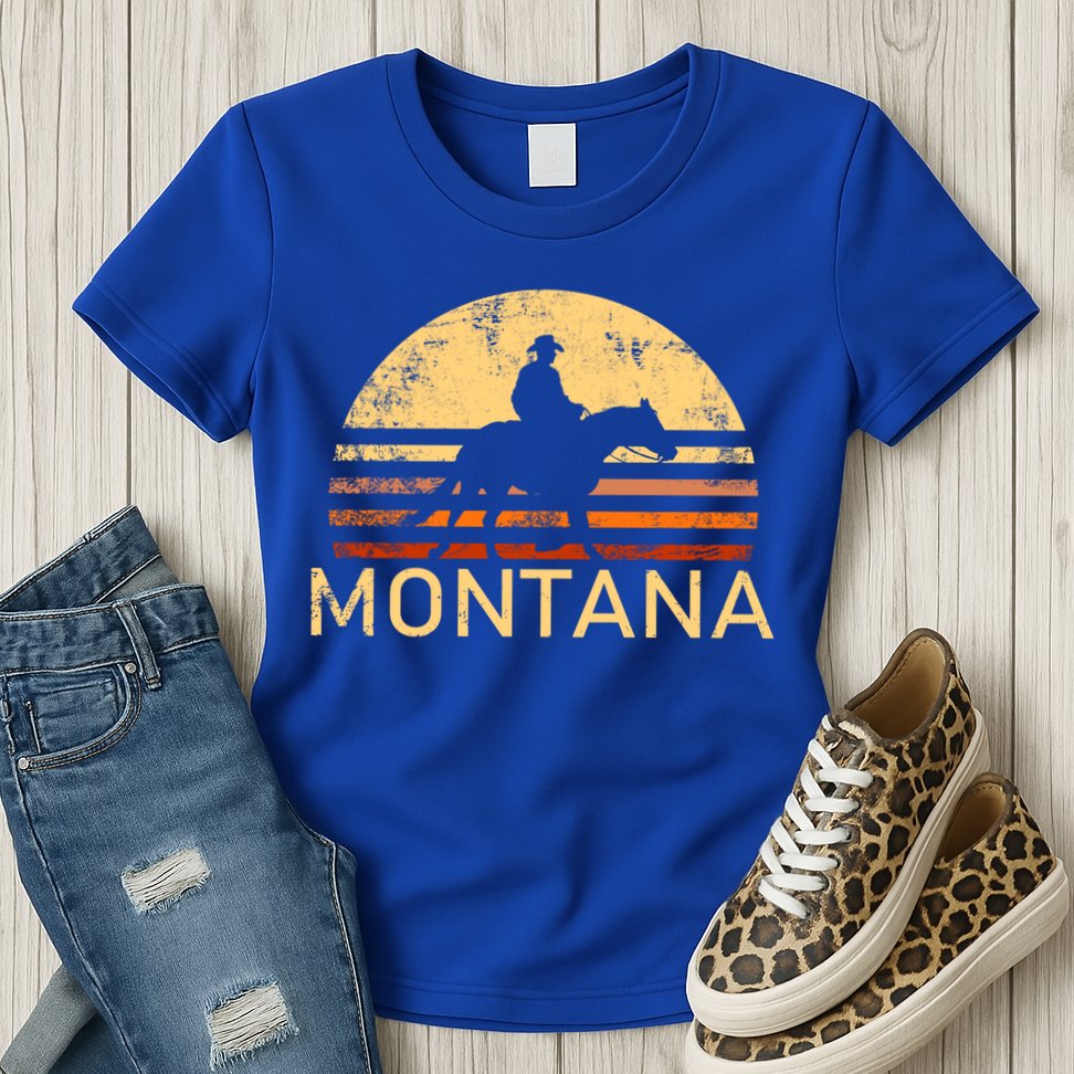 Montana For The Cow Cow Horse Lover Rancher Farmer Gift Womens T-Shirt