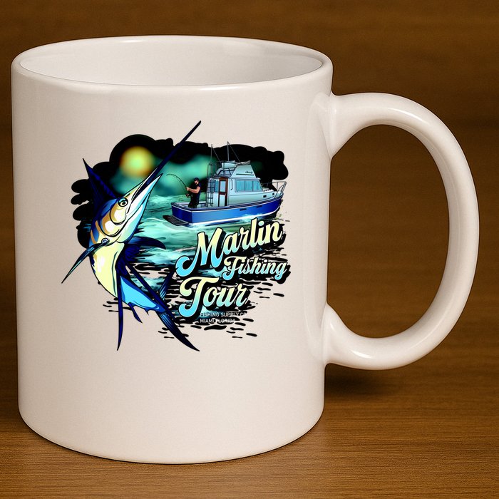 Marlin Fishing Tour 11oz C Handle Ceramic Mug
