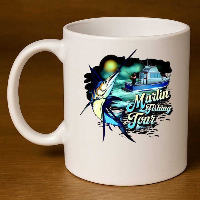 Marlin Fishing Tour 11oz C Handle Ceramic Mug
