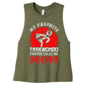 My Favorite Taekwondo Fighter Calls Me Mom Mothers Day Women's Racerback Cropped Tank