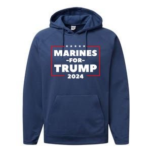 Marines For Trump 2024 Performance Fleece Hoodie