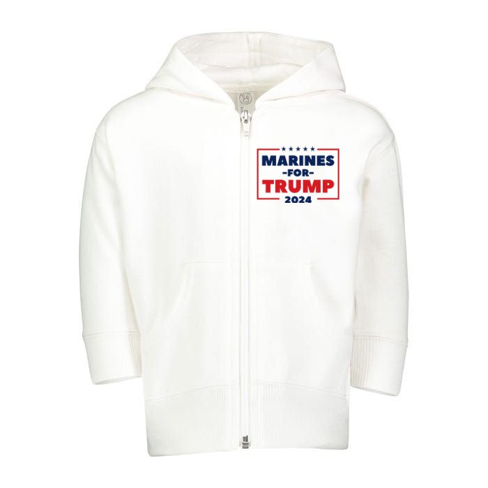 Marines For Trump 2024 Toddler Zip Fleece Hoodie