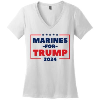 Marines For Trump 2024 Women's V-Neck T-Shirt