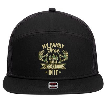 My Family Tree Has A Deer Stand In It Camo Hunting Vintage 7 Panel Mesh Trucker Snapback Hat