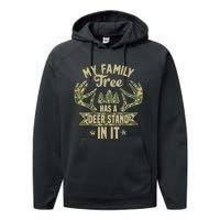 My Family Tree Has A Deer Stand In It Camo Hunting Vintage Performance Fleece Hoodie