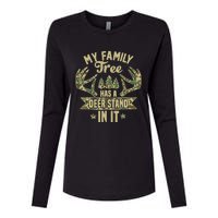 My Family Tree Has A Deer Stand In It Camo Hunting Vintage Womens Cotton Relaxed Long Sleeve T-Shirt