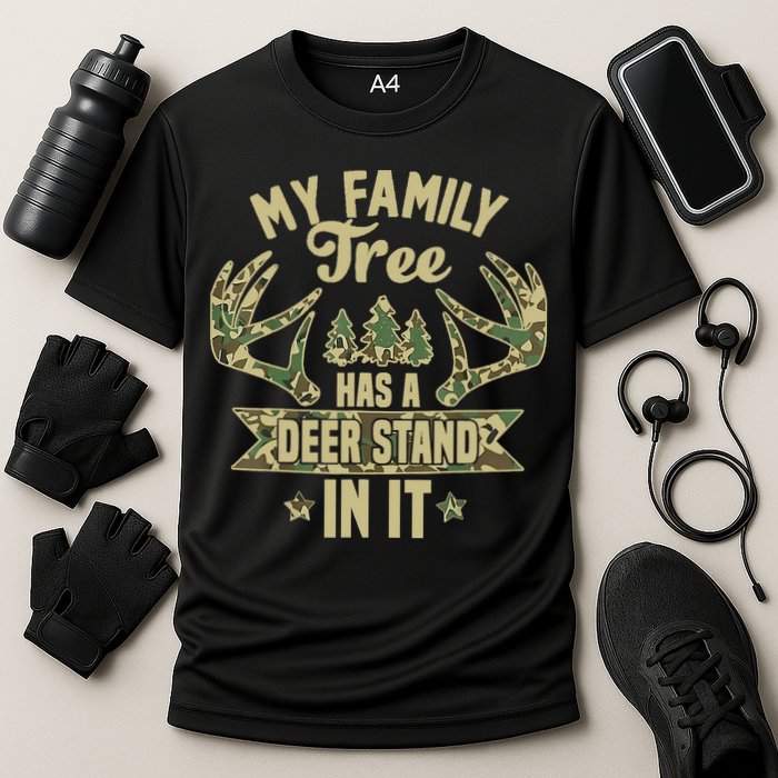 My Family Tree Has A Deer Stand In It Camo Hunting Vintage Performance Shirt