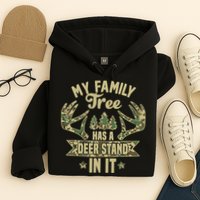 My Family Tree Has A Deer Stand In It Camo Hunting Vintage Hoodie