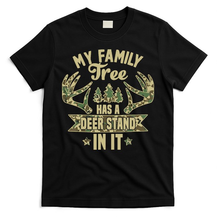 My Family Tree Has A Deer Stand In It Camo Hunting Vintage T-Shirt