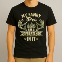 My Family Tree Has A Deer Stand In It Camo Hunting Vintage T-Shirt