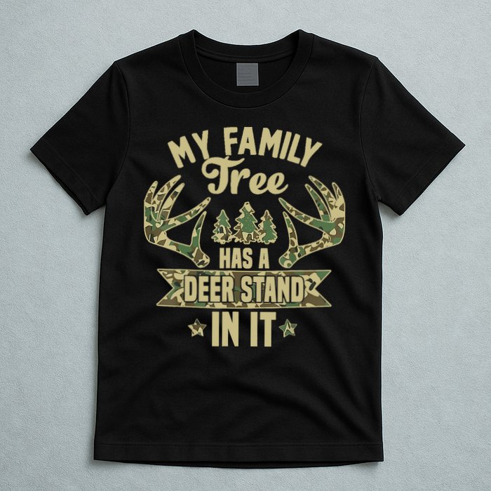 My Family Tree Has A Deer Stand In It Camo Hunting Vintage T-Shirt