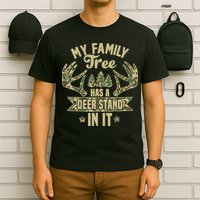 My Family Tree Has A Deer Stand In It Camo Hunting Vintage T-Shirt