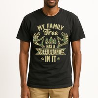 My Family Tree Has A Deer Stand In It Camo Hunting Vintage Tall T-Shirt