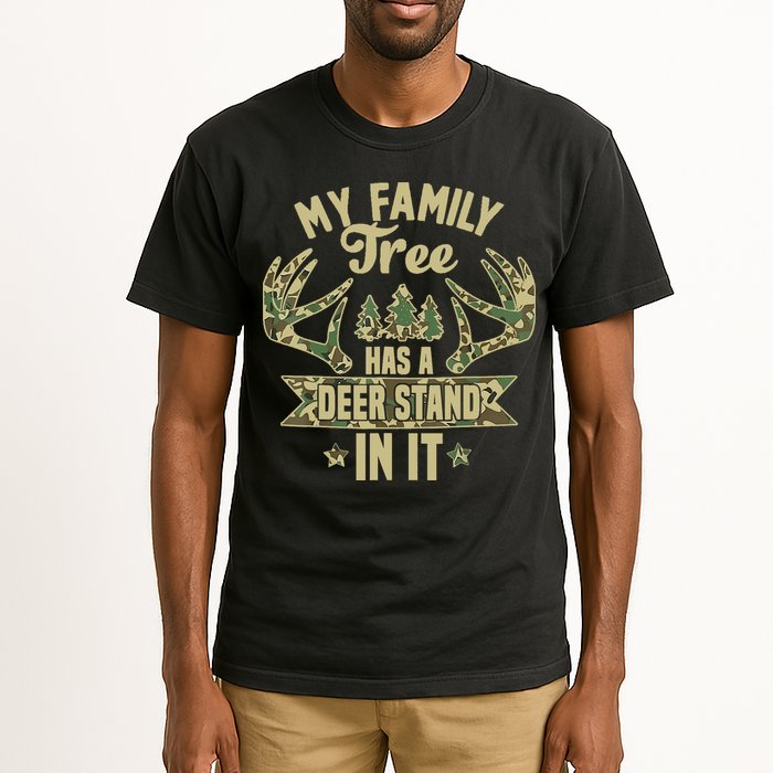 My Family Tree Has A Deer Stand In It Camo Hunting Vintage Tall T-Shirt