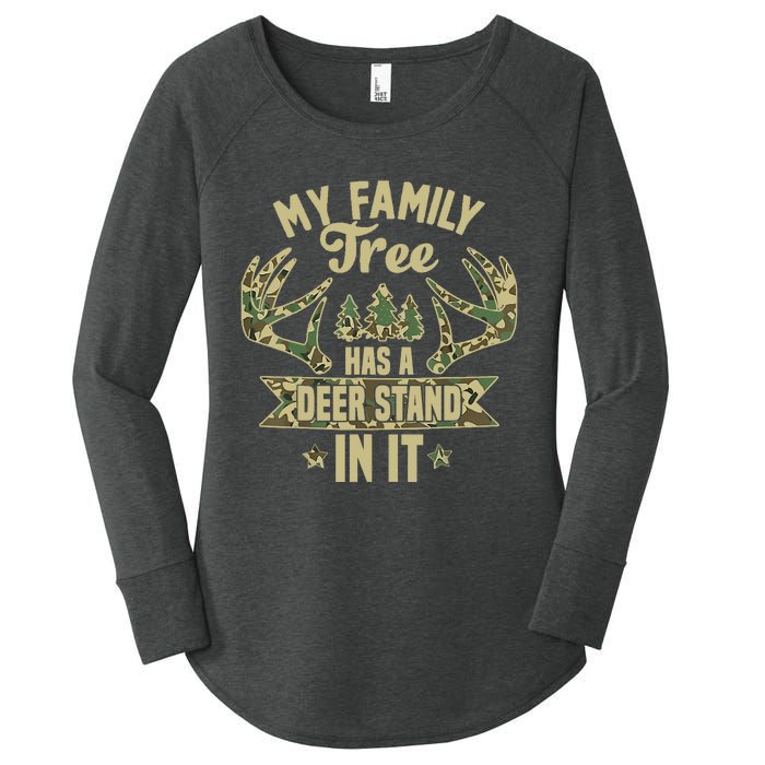 My Family Tree Has A Deer Stand In It Camo Hunting Vintage Women's Perfect Tri Tunic Long Sleeve Shirt