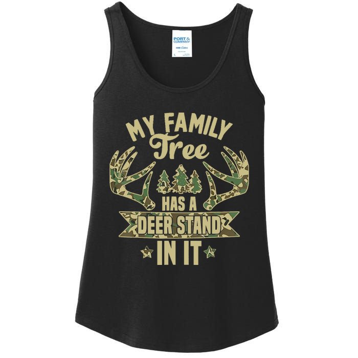 My Family Tree Has A Deer Stand In It Camo Hunting Vintage Ladies Essential Tank