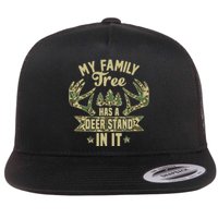 My Family Tree Has A Deer Stand In It Camo Hunting Vintage Flat Bill Trucker Hat