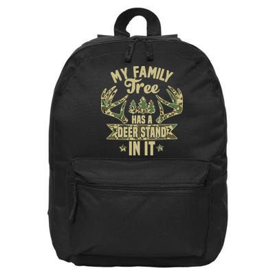 My Family Tree Has A Deer Stand In It Camo Hunting Vintage 16 in Basic Backpack