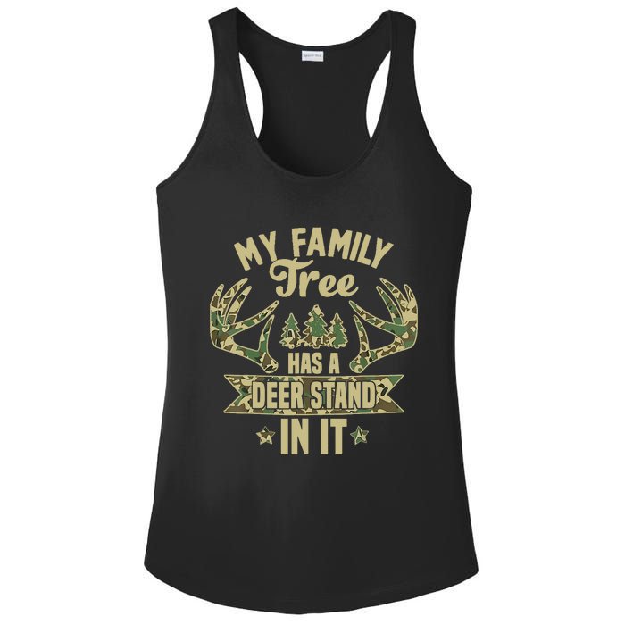 My Family Tree Has A Deer Stand In It Camo Hunting Vintage Ladies PosiCharge Competitor Racerback Tank