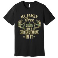 My Family Tree Has A Deer Stand In It Camo Hunting Vintage Premium T-Shirt