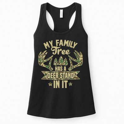 My Family Tree Has A Deer Stand In It Camo Hunting Vintage Womens Tank Top