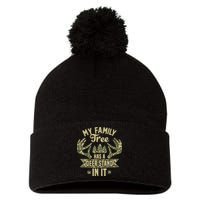 My Family Tree Has A Deer Stand In It Camo Hunting Vintage Pom Pom 12in Knit Beanie