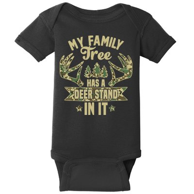 My Family Tree Has A Deer Stand In It Camo Hunting Vintage Baby Bodysuit