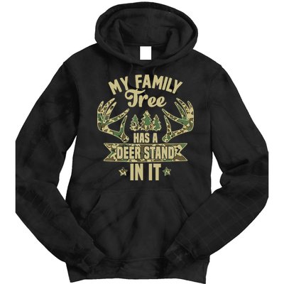 My Family Tree Has A Deer Stand In It Camo Hunting Vintage Tie Dye Hoodie