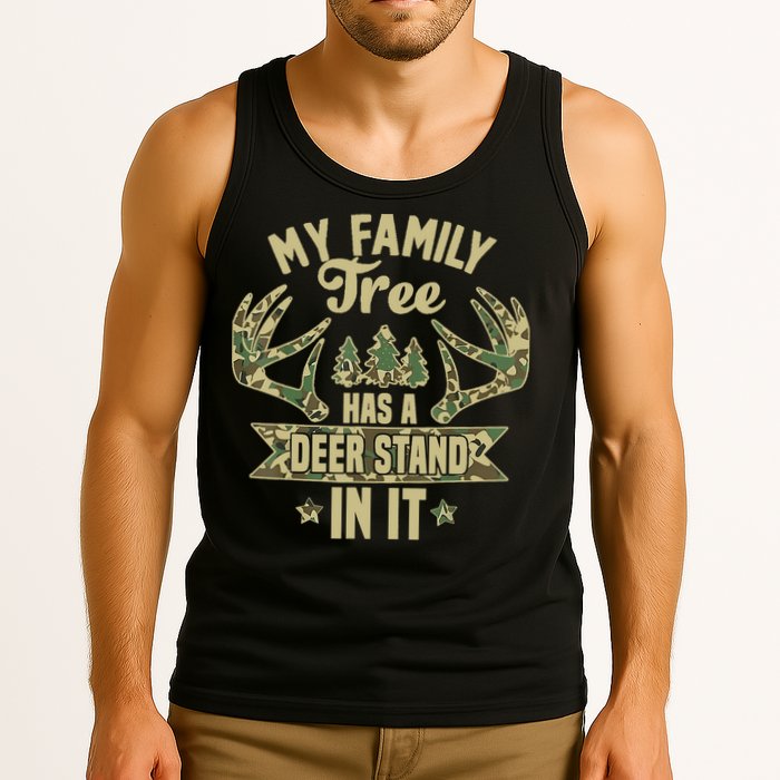 My Family Tree Has A Deer Stand In It Camo Hunting Vintage Tank Top