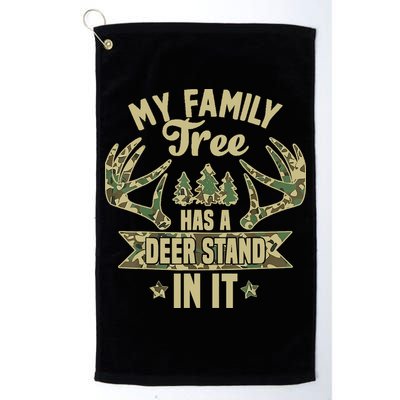 My Family Tree Has A Deer Stand In It Camo Hunting Vintage Golf Towel