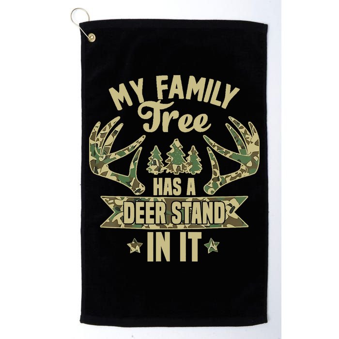 My Family Tree Has A Deer Stand In It Camo Hunting Vintage Golf Towel