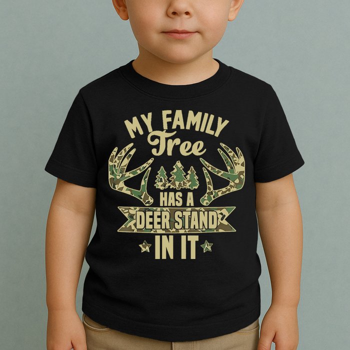 My Family Tree Has A Deer Stand In It Camo Hunting Vintage Toddler T-Shirt