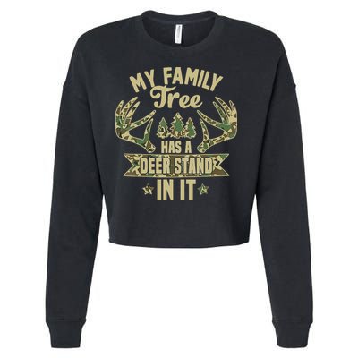 My Family Tree Has A Deer Stand In It Camo Hunting Vintage Cropped Pullover Crew