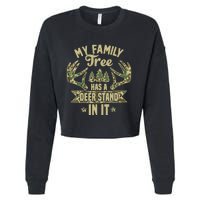 My Family Tree Has A Deer Stand In It Camo Hunting Vintage Cropped Pullover Crew