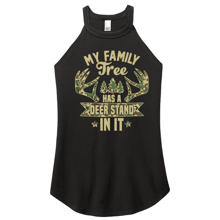 My Family Tree Has A Deer Stand In It Camo Hunting Vintage Women's Perfect Tri Rocker Tank