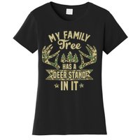 My Family Tree Has A Deer Stand In It Camo Hunting Vintage Women's T-Shirt