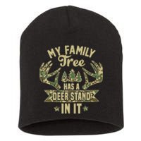 My Family Tree Has A Deer Stand In It Camo Hunting Vintage Short Acrylic Beanie