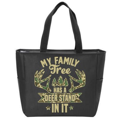 My Family Tree Has A Deer Stand In It Camo Hunting Vintage Zip Tote Bag