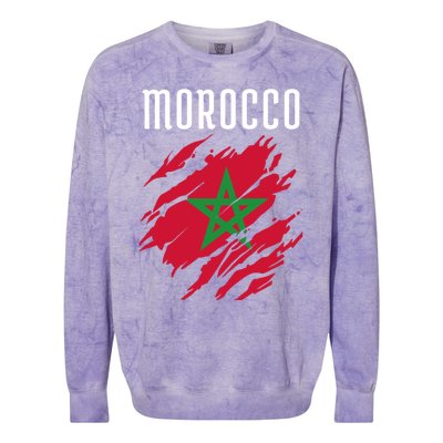 Moroccan Flag To Support Morocco Gift Moroccan Soccer Fans Great Gift Colorblast Crewneck Sweatshirt