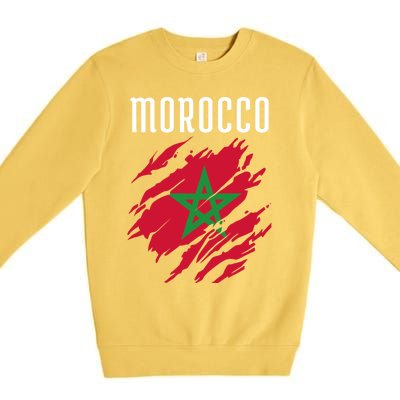 Moroccan Flag To Support Morocco Gift Moroccan Soccer Fans Great Gift Premium Crewneck Sweatshirt