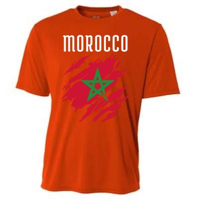 Moroccan Flag To Support Morocco Gift Moroccan Soccer Fans Great Gift Cooling Performance Crew T-Shirt