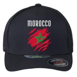 Moroccan Flag To Support Morocco Gift Moroccan Soccer Fans Great Gift Flexfit Unipanel Trucker Cap