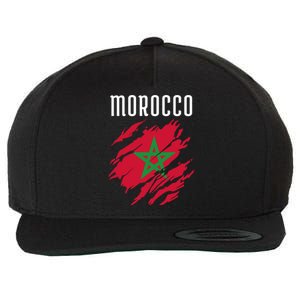 Moroccan Flag To Support Morocco Gift Moroccan Soccer Fans Great Gift Wool Snapback Cap