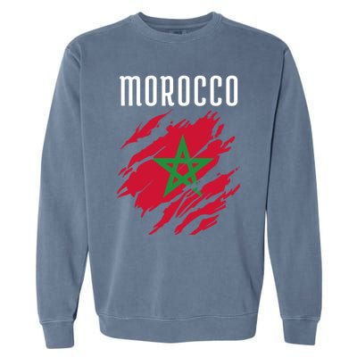 Moroccan Flag To Support Morocco Gift Moroccan Soccer Fans Great Gift Garment-Dyed Sweatshirt