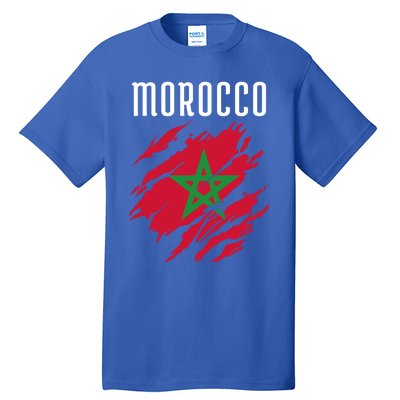 Moroccan Flag To Support Morocco Gift Moroccan Soccer Fans Great Gift Tall T-Shirt