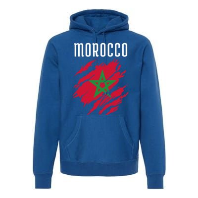 Moroccan Flag To Support Morocco Gift Moroccan Soccer Fans Great Gift Premium Hoodie